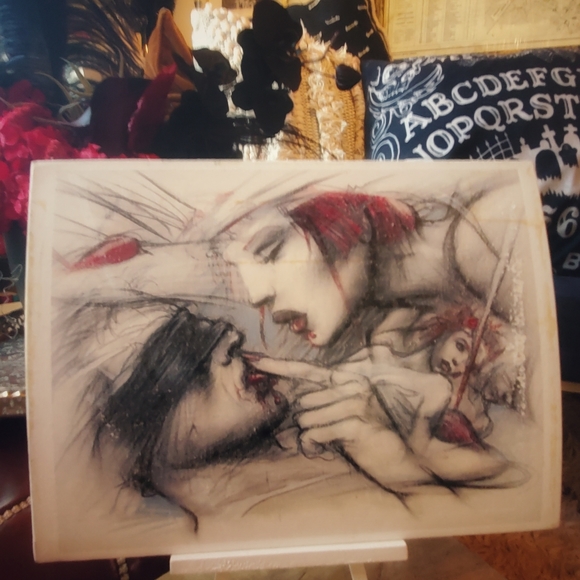 custom gothic art 8x10 inches printed canvas with easel - Picture 3 of 7